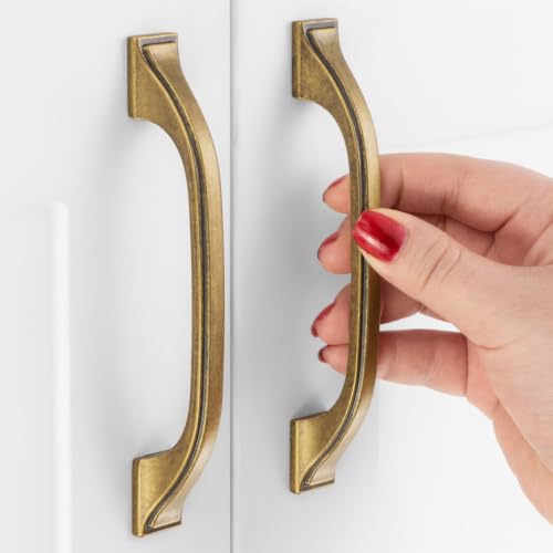3-3/4 Inch Antique Brass Cabinet Pulls Arch Handles 10 Pack P2409 - color: Antique Brass, size: 3-3/4" Hole Centers-10 Pcs