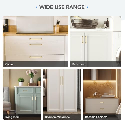HOME EDIT Brushed Gold Cabinet Handles Zinc Pulls 7-1/2 Inch 5 Pack - color: Brushed Gold, size: 7-1/2 inches Hole Center