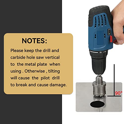 10Pcs (16-54mm) TCT Carbide Hole Saw Kit for Hard Metals. Includes 2 Titanium, 1 Stepped Pilot Drill Bit, and 2 Hex Keys. Ideal for Stainless Steel, Iron, Aluminum, Alloys, and Other Metals - size: 10 in 1(16-54mm)