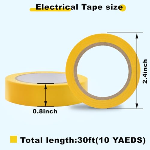 Romeda 9 Pack Electrical Tapes, Electrical Tape Water, Sun, and Oil Resistant, Electrical Tape is Suitable for Most Domestic, Commercial, and Industrial environments - Yellow - color: Yellow