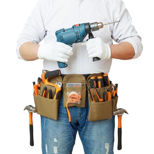 19 Pocket Tool Belts - Gardening Belt with Quick Release Buckle,Adjustable Utility Belt,Work Apron for Men and Women,for Gardening,Electrician,Carpenter,Construction Tool Belt,Gifts (Purple)