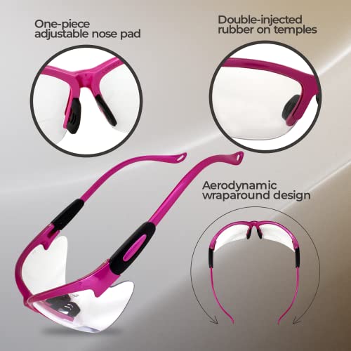 Global Vision Safety Shop Glasses - color: Pink Frame/Clear Lens