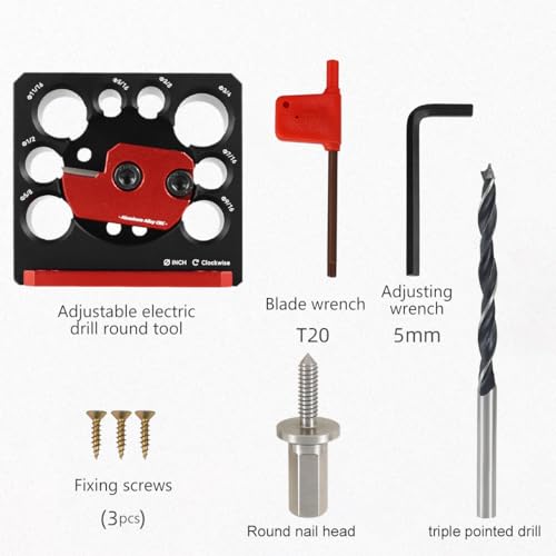 Dowel Maker Jig Kit, Imperial 5/16-3/4 inch Carbide Inserts Dowel Maker, 8 Holes Adjustable Dowel Cutter Plate, Aluminum Alloy Electric Drill Milling Dowel Round Rod Auxiliary Tool (8 Pcs) - color: 8 Pcs
