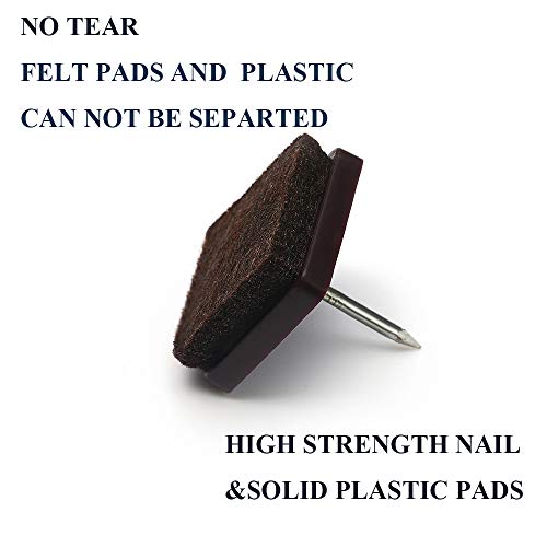 Nail on Felt Pads Furnigear Furniture Pads Nail- Floor Protectors for Furniture Legs 24Pack Chair Felt Pads for Hardwood Floors(1X1-1/2, Rectangle) - size: 1x1-1/2" (Rectangle, Brown)