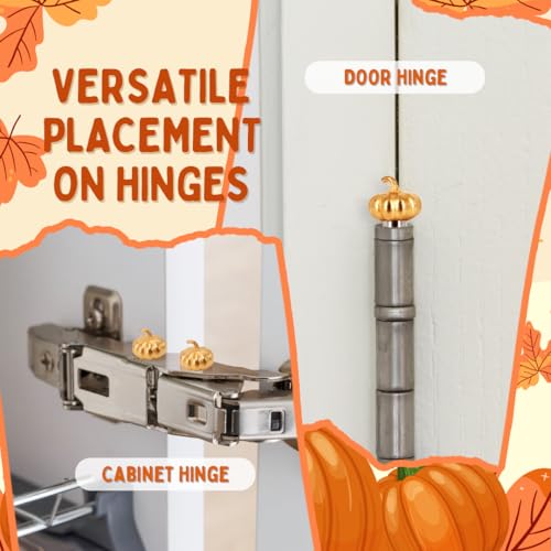 Pumpkin Hinge Toppers Set of 6 - Door Magnetic Hinge Heads Decorative Topper - Fall Indoor Hinge Decoration Charms for Halloween (Metal Alloy)