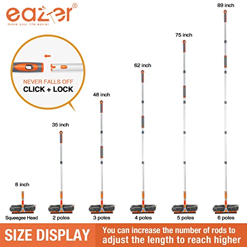 Eazer 89'' Squeegee Window Cleaner 2 in 1 Rotatable Window Cleaning Tool Kit with Extension Pole, Window Washing Equipment with Bendable Head for Indoor/Outdoor Window and Car Glass - size: 89inch
