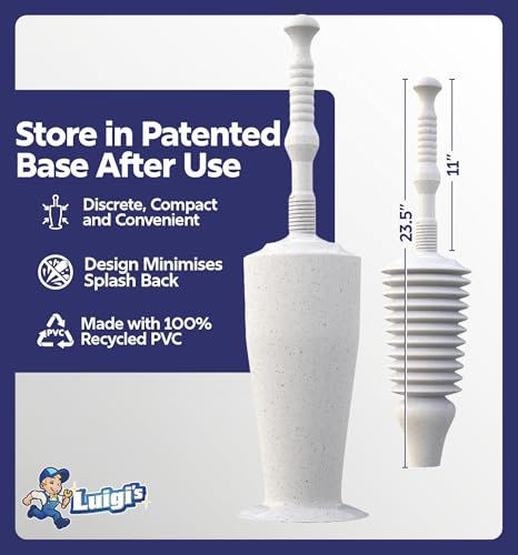 Luigi's Toilet Plunger - Unclogger Plungers for Bathroom - Heavy Duty Clog Remover with Effective Unblocker Bellows Design - Remover Tool to Unblock Toilet Blockage - Grey - size: Grey Toilet Plunger