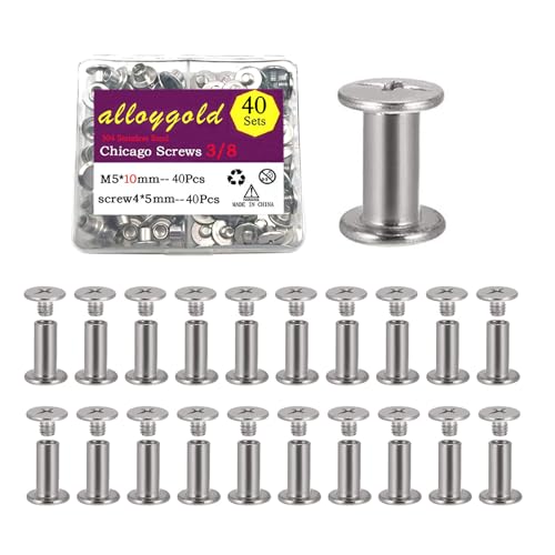 40 Sets M5*10 304 Stainless Steel Chicago Screw Kit Leather Rivets Screw Rivets Chicago Screw Buttons DIY Leather Trim3/16"x3/8" - color: 304 stainless steel, size: M5*10mm