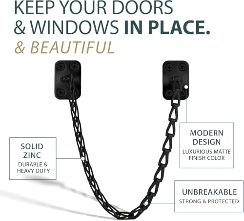 Mega Handles Transom Chain 12-Inch Matte Black (4-Pack) - Window Restraint - color: Matte Black, size: 4 Pack