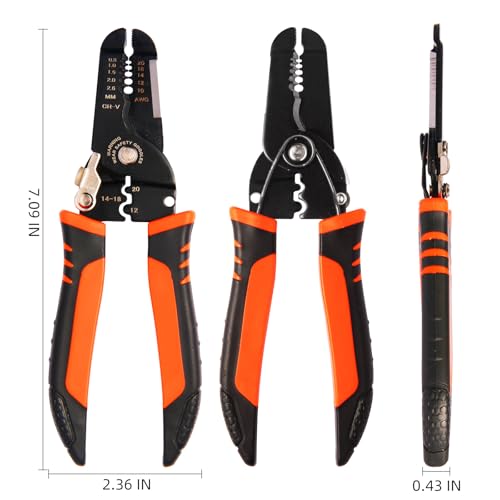 Wire Stripper, 3-rd Generation Wire Strippers or Crimping Tool, 5-IN-1 Wire Crimper or Cutter, 10-20 AWG Electric Wire, Multi-Function Hand Tools