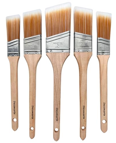 Narrow Paint Brush Long Wood Handle Angled Sash Stain Brush Set