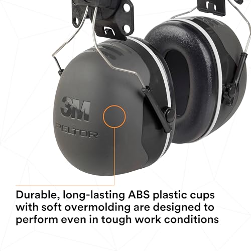 3M PELTOR Ear Muff Hearing Protection, X5 Series, Noise Protection NRR 21 dB, Construction, Manufacturing, Automotive - size: One Size Fits Most, style: Cap Style Hard Hat Attached