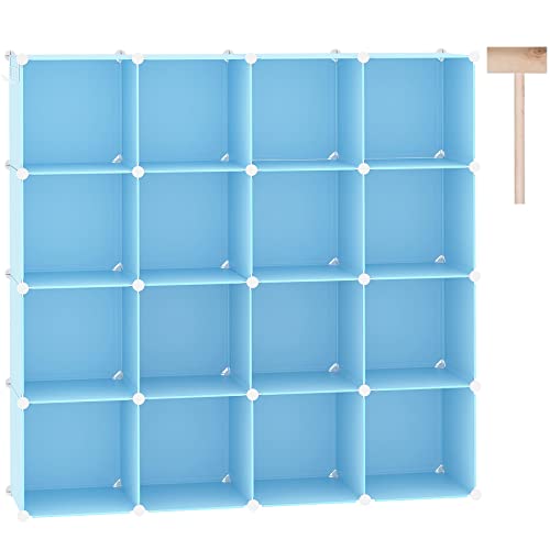 C&AHOME 16 Cube Storage Organizer Cube Shelves Units Storage Cubes, Blue - color: Blue