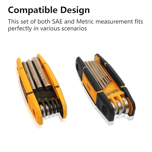 MULWARK 4 Pack Folding Allen Wrenches Sets | 17-Piece Complete Metric & Standard SAE Hex Key Set with Portable Holders for Basic Home Repair, Furniture Assembly, and DIY Projects - style: 34 pcs Metric SAE