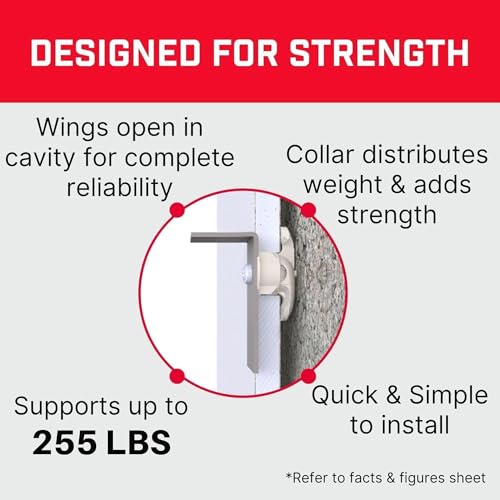 Bullfix Drywall Anchors and Screws Kit - Holds 255lbs - 96 Pack - size: 96 Pack