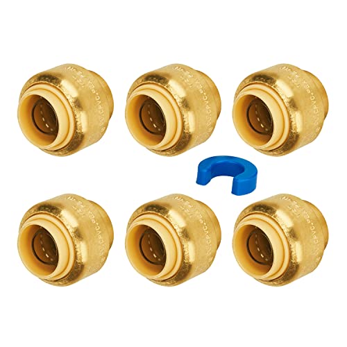 SUNGATOR 6-Pack Push Fit End Cap, 1/2-Inch Push-to-Connect Brass Fittings - size: 1/2 Inch, 6 Pack