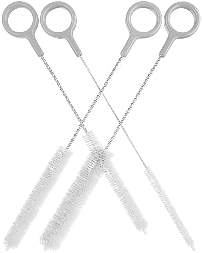 Buenalife Heavy Duty Cleaning Brushes Set of 4 - Extra Long Straw Cleaners for Metal and Plastic Reusable Drinking Straws, to Clean Small Spaces, Sippy Cups, Water Bottles - Sturdy Hard Brush Bristles - color: Gray