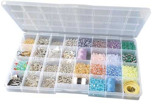 The Beadery - Large Bead Keeper Storage Box, 32 Compartment - 2176 - size: 13.75 x 8.625 x 1.375 inches