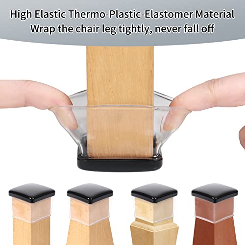 Ezprotekt 24 Pcs Chair Sliders for Carpet, Square Chair Glides for Carpet, Carpet Teflon Furniture Sliders Pads, Chair Leg Protectors Caps for Carpet - for Dining Table Chair, Black XL(Fit: 1.5"-2") - size: XL-Clear