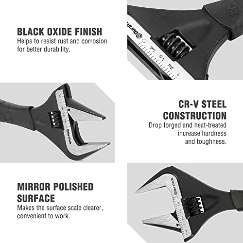 DURATECH 8-Inch Wide Jaw Adjustable Wrench - color: Black, size: 8-Inch