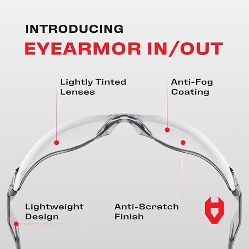 NoCry Lightweight Tinted Safety Glasses with UV 400 Protection, Anti Fog and Anti Scratch Coating and Grey Wrap Around Lenses; ANSI Z87.1 Certified - color: Tinted