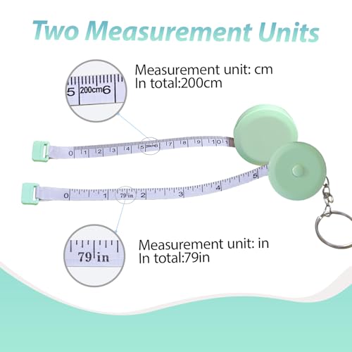 Mini Measure Tape 79 Inch/2M Dual Sided Retractable Tape Measuring for Body,Sewing, Cloth, Furniture,Height (Green) - color: Green