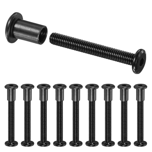 M METERXITY 10-Pack Hex Drive Socket Cap Bolt, M8 x 60mm Carbon Steel Furniture Connector Bolts Barrel Nuts for Furniture Assembly/Cabinet/DIY Binding Post Screws Rivet Fasteners [Black] - size: M8 x 60mm