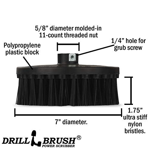 Outdoor Concrete Brush - Driveway Cleaner Scrub Brush for Rotary Polisher - color: Black