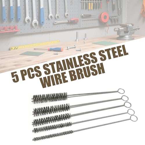 5 PCS Stainless Steel Wire Tube Brushes, 5 Size 11.8 Inch Brush Flexible Long Wire Cleaning Brush for Parts, Engine, Tubes, Cylinders