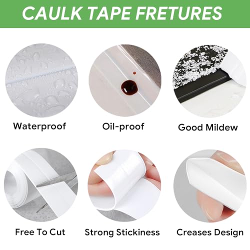2 Pack Caulk Strip, 1.5" x 10.5Ft PVC Self Adhesive Caulk Tape, Sealing Waterproof Silicone Tape for Bathroom Bathtub Kitchen Toilet Wall Windows - color: 2 Pack, Grey