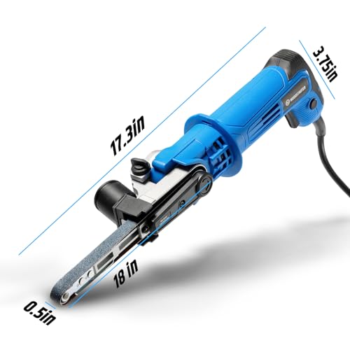 Variable Speed Detailing File Sander with 1/2" X 18" Belt, 2.3AMP, 1000-1800 ft/min 6 Speed, 0-60° Adjustable, Tool-Free Belt Change, Lightweight, for Wood, Mental, Plastic
