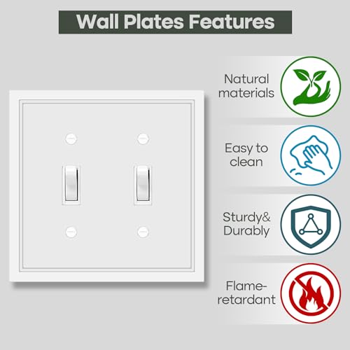 2 Pack Double Toggle Light Switch Cover Plate - size: 2 Gang Double Toggle