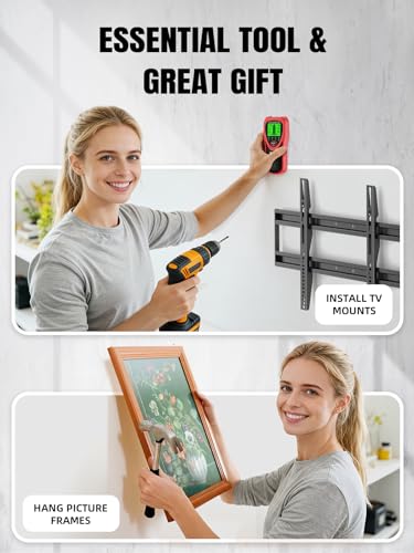 Mecurate Stud Finder Wall Scanner with Fast Auto Calibration, 4 Modes - color: Coral Red