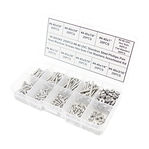 #4-40 UNC 304 SS Phillips Pan Head Screws Hex Nuts & Washers Kit - size: #4-40UNC