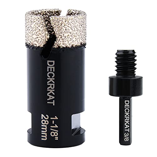 Diamond Hole Saw, 1-1/8" Hole Saw for Tiles Granite Marble Ceramic Glass Porcelain, 28mm Core Drill Bit with 5/8-11 Thread and 3/8” Hex Shank Adapter for Angle Grinders & Drills - size: 1-1/8"(28mm)