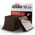 X-PROTECTOR Felt Furniture Pads - 12 PCS 3" - Felt Pads Floor Protectors - size: 3" 12 Brown, Square