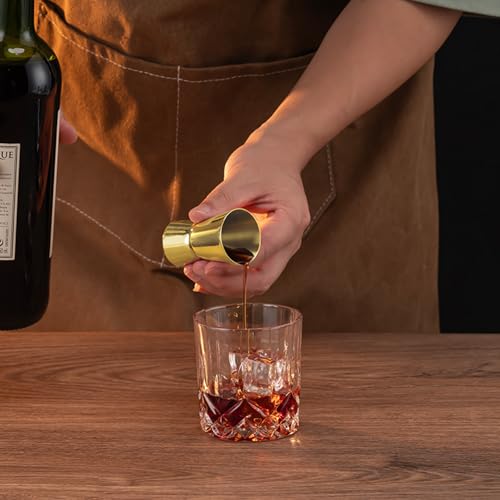 Briout 2Pcs Double Cocktail Jigger for Bartending, 1OZ 1/2OZ,Flat Edge Gold - color: Gold, size: Flat Edge-0.5oz/1oz-2PC