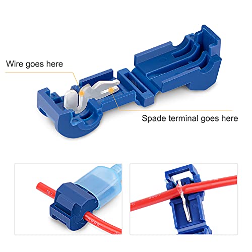 Nilight - 50004R 120 Pcs/60 Pairs Quick Splice Wire Terminals T-Tap Self-stripping with Nylon Fully Insulated Male Quick Disconnects Kit, 2 Years Warranty - size: 120Pcs 22-10AWG