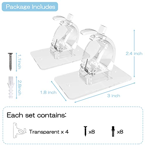 CIEMGNZOC 4PCS No Drill Curtain Brackets, Self-Adhesive Rod Holders, Adjustable Hooks for Rods Under 1.57 Inch (Transparent) - color: 4 Pcs Transparent