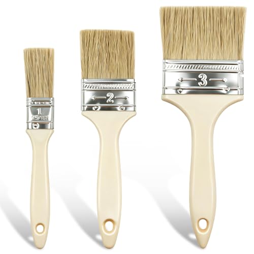3 Pack Paint Brushes Set, White - size: 3 Pack, 1”, 1.8”, 2.7”