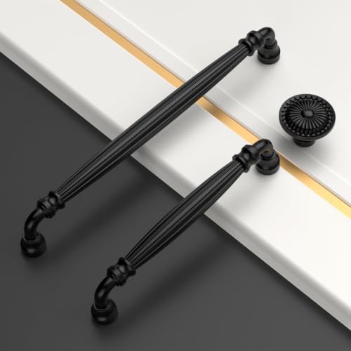 Asidrama 10 Pack 5 inch Matte Black Kitchen Cabinet Handles - color: Matte Black, size: 5" Hole Center(128mm)