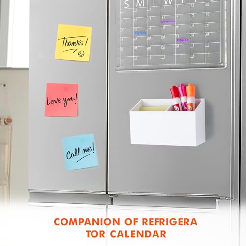 BEYGORM Magnetic Dry Erase Marker Holder for Whiteboard & Refrigerator | Non-slip Acrylic Pen Holder for Classroom, Fridge Magnet, Locker Organizer Accessories, Teacher & School Supplies(White) - color: White
