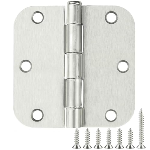 TDCHINGES Rounded Door Hinges Brushed Nickel 3.5 Inch 5/8" Radius No Squeak - color: Satin Nickel-Rounded, size: 18 Pack-no squeak