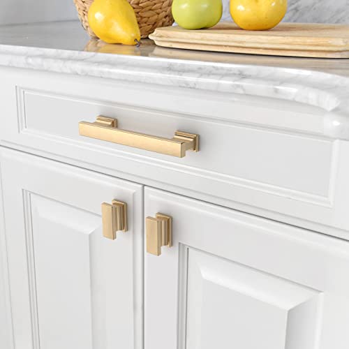 Asidrama 10 Pack 3.75 Inch(96mm) Brushed Brass Kitchen Cabinet Handles, Cabinet Pulls Kitchen Cabinet Hardware for Cupboard Drawer Pulls - color: Brushed Brass, size: 3.75" Hole Center, style: 10 Pack