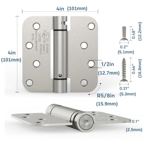 2 Pack 4 Inch Self Closing Door Hinges, Satin Nickel - color: Satin Nickel, size: 4" (2 Pack)