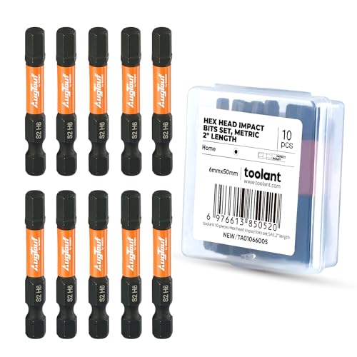 toolant 6 mm Impact Hex Bit Set, 10-Piece, 2-inch - size: 6mm(10pcs)