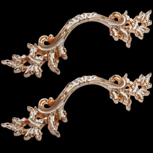 Gold White-Accent Vintage Dresser Pull 2-1/2in 64mm 2 Pack