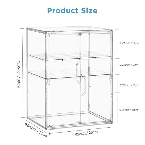 HBlife Baby Bottle Storage Organizer for Countertop Cabinet, 3 Tiers Adjustable Clear Acrylic Bottles Storage Station Case Box Container with 2 Removable Dividers and Magnetic Double Door, X-Large - size: X-Large, style: 3-Tier Double Door
