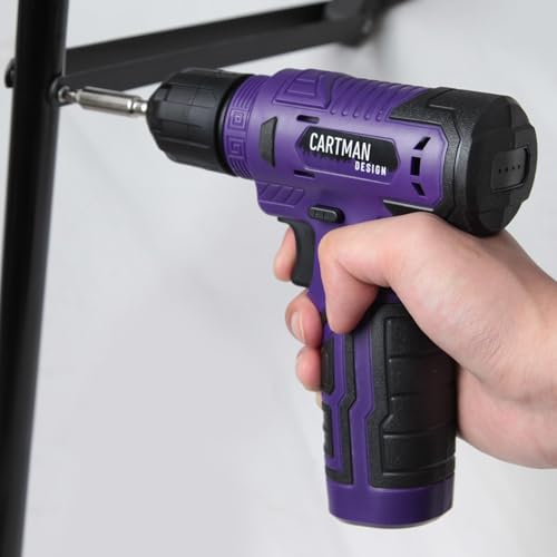 CARTMAN 150PCS 8V Cordless Drill Hand Tool Set, Purple Household Repair Kit - color: Purple