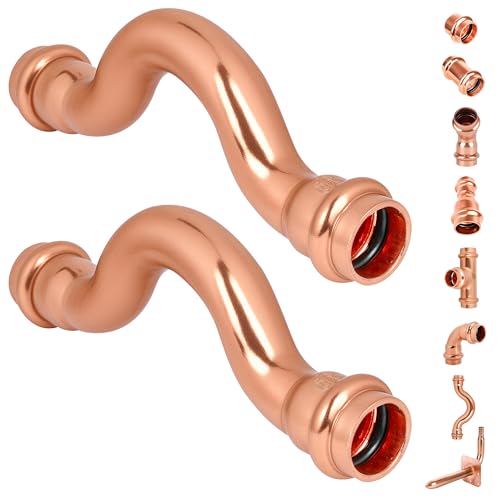 (WDAISY2 pack)1/2" Press Copper Fittings, 1/2 Inch Press Cross-Over For Copper Tube Connection,Lead-Free,UPC,NSF/ANSI61 Certified. - size: 1/2" Copper Press Crossover Elbow – 2P